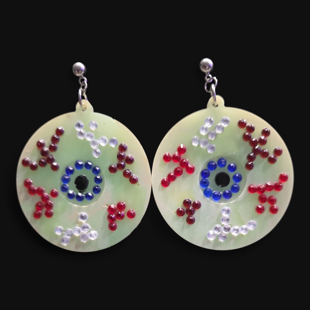 Handmade Glow In The Dark Halloween Eyeball Earrings - Picture 3 of 4